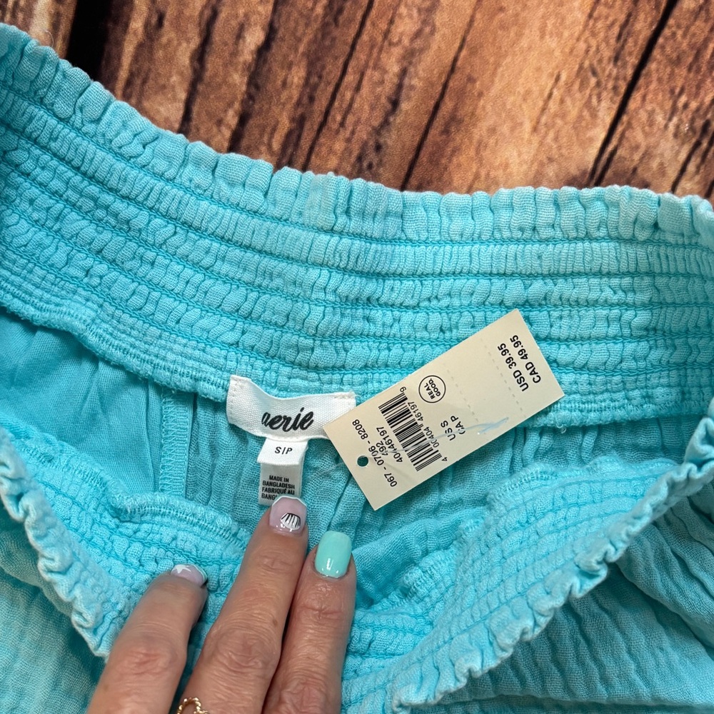 Aerie Gauzy Dolphin Shorts Teal Turquoise Blue Small S - Picture 4 of 5